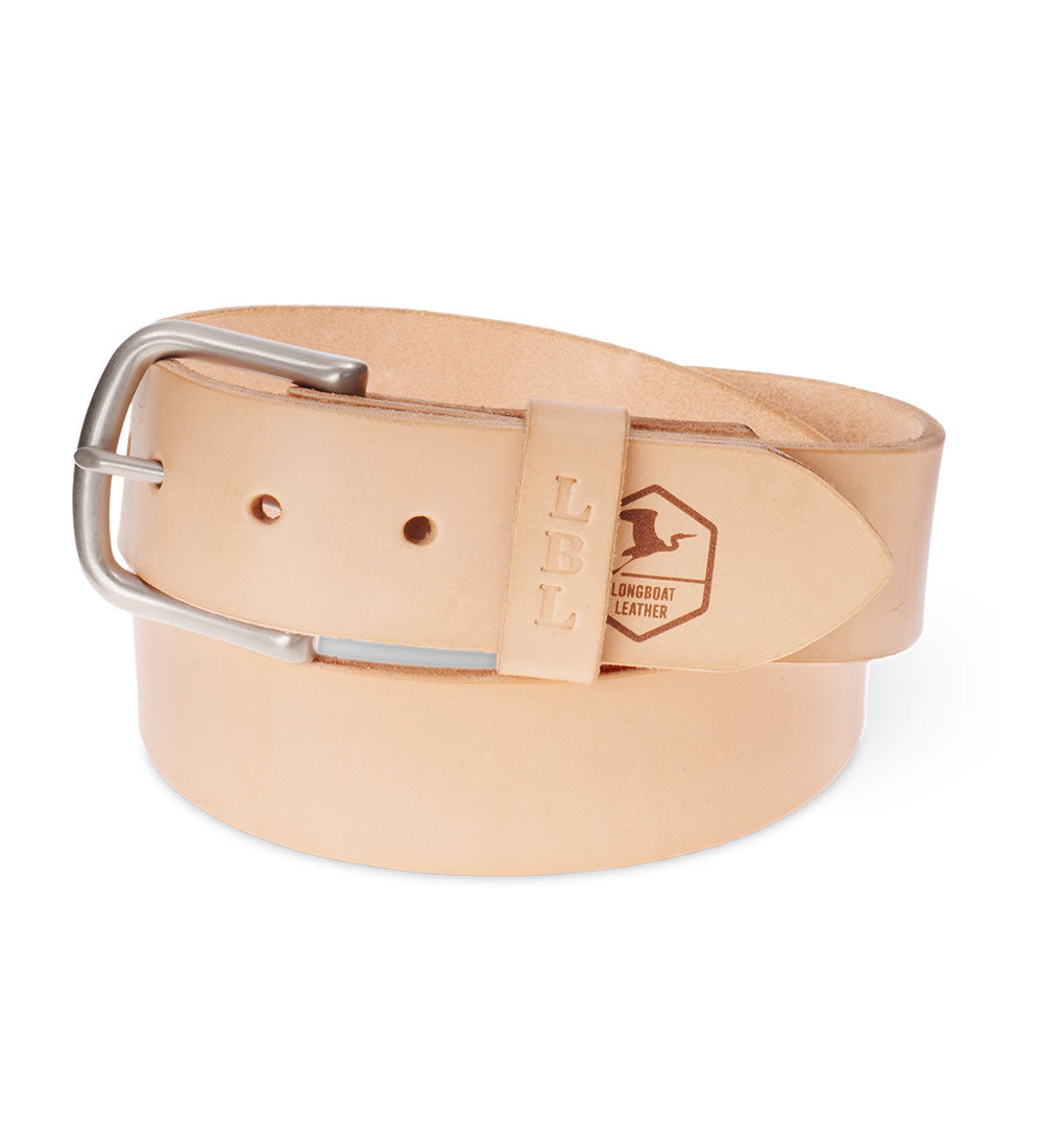 Longboat Key Natural Leather Belt - Stitched